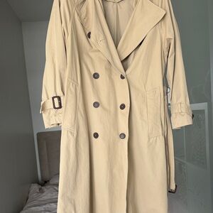 Zara Beige Double-Breasted Trench Coat